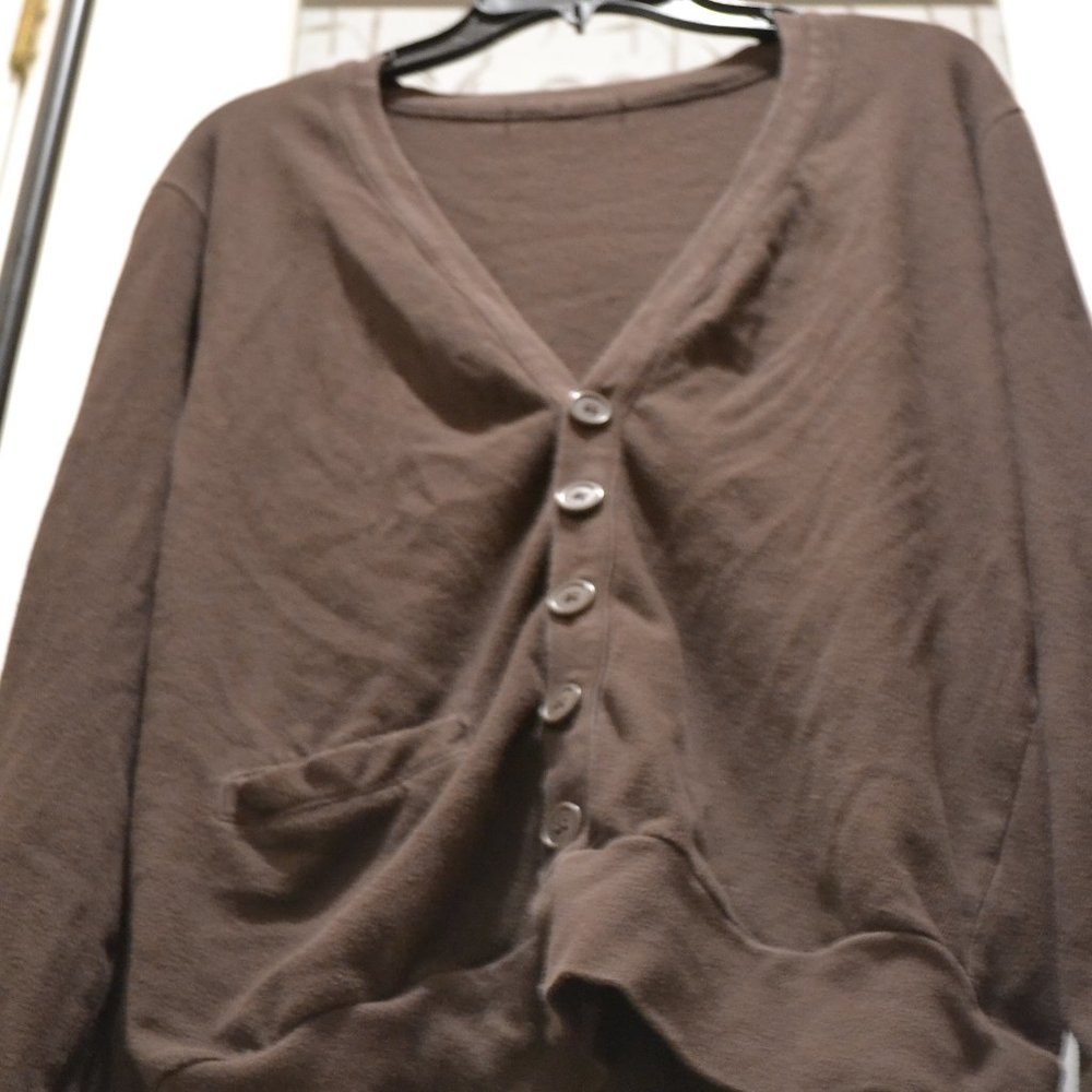 Brown emoji button up sweater